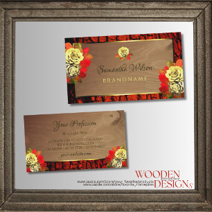 Carte De Visite Arbre Brown rougeâtre écorce Grain de bois Élégant