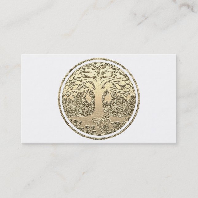 Carte De Visite Arbre de cercle d'or avec Butterly (Devant)