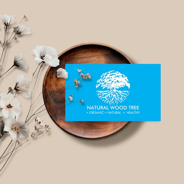 Carte De Visite Arbre de forêt de nature bleue (Créateur téléchargé)