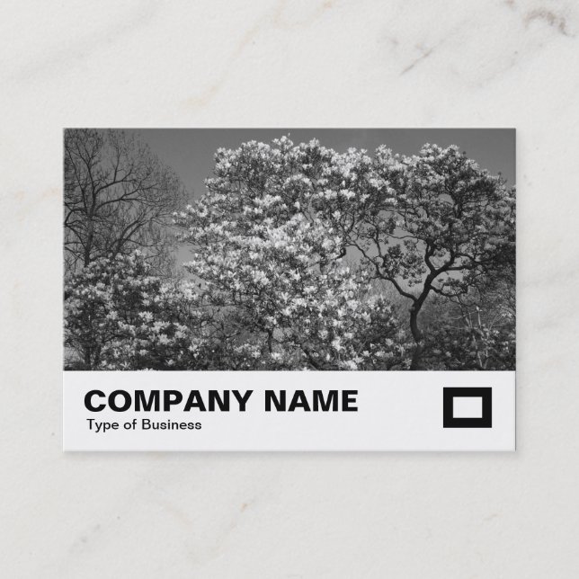Carte De Visite Arbre de Magnolia en Blossom (B&W) (Devant)