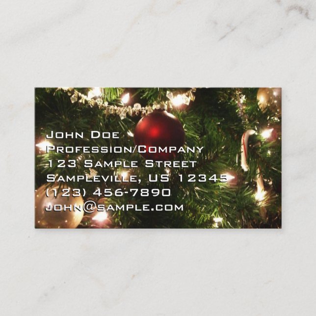 Carte De Visite Arbre de Noël I Vacances Plutôt vert et rouge (Devant)