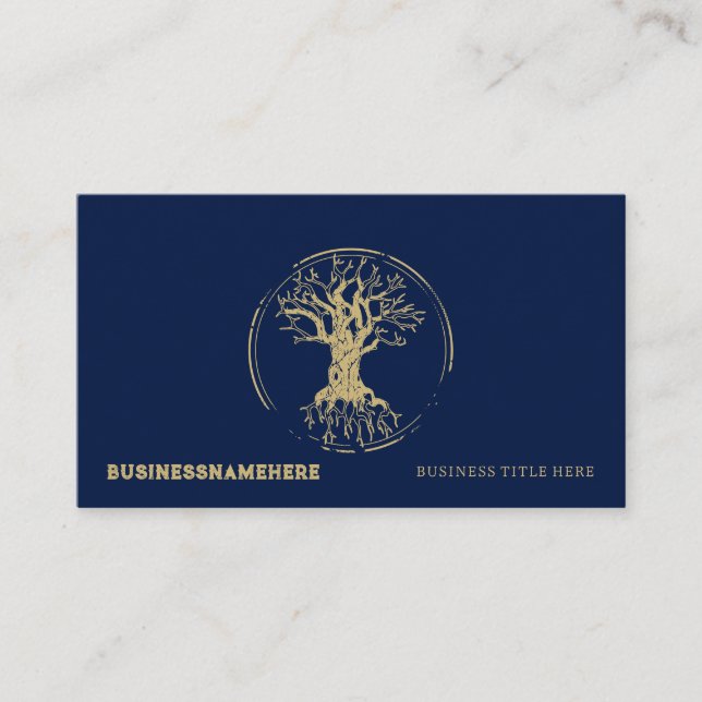 Carte De Visite Arbre de vie bleu marine foncé (Devant)