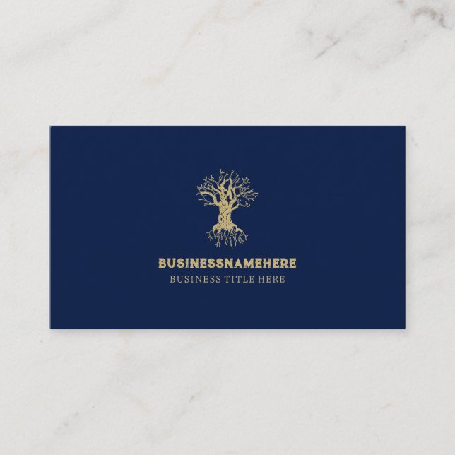 Carte De Visite Arbre de vie bleu or marine (Devant)