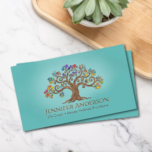Carte De Visite Arbre de Vie Fantaisiste Coloré