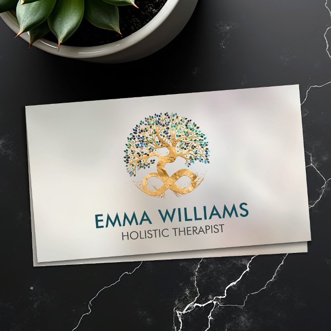 Carte De Visite Arbre de vie - Infinité - Feuilles Abalone Shell (Créateur téléchargé)