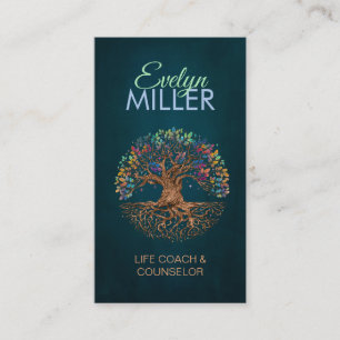 Carte De Visite Arbre de vie - Yggdrasil - Feuilles Colorées