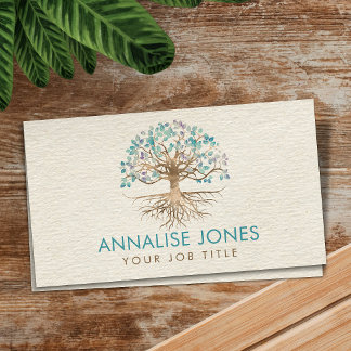 Carte De Visite Arbre de vie - Yggdrasil - Or et Feuilles peints