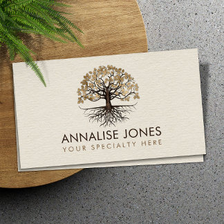 Carte De Visite Arbre de vie - Yggdrasil sur toile feuilles dorés