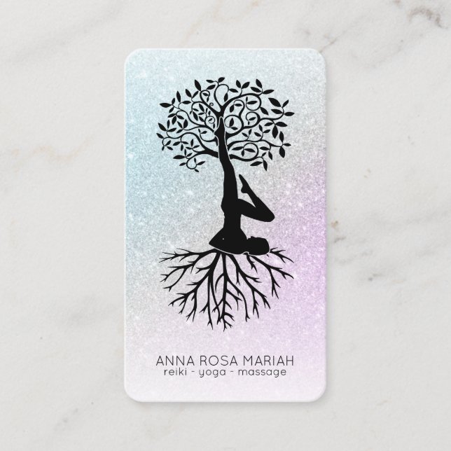 Carte De Visite *~* Arbre de vie Yoga Pastel Parties scintillant H (Devant)