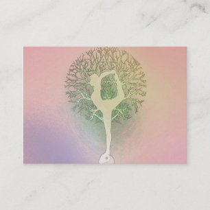 Carte De Visite Arbre de yoga d'arc-en-ciel de rose en pastel