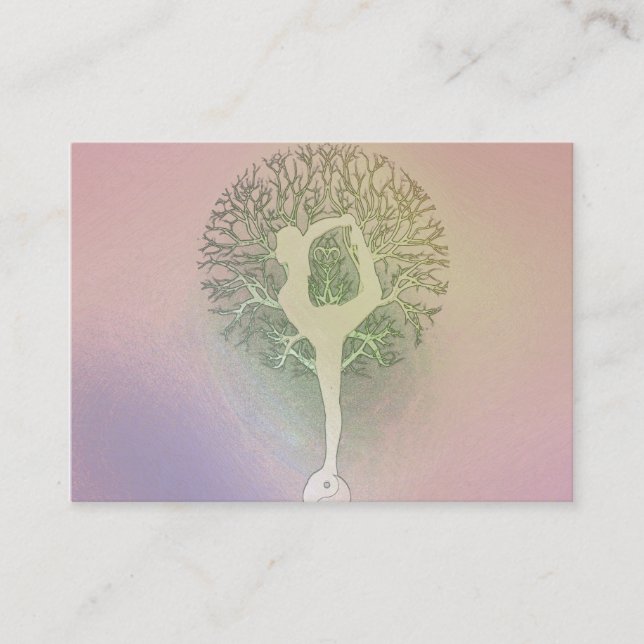 Carte De Visite Arbre de yoga d'arc-en-ciel de rose en pastel (Devant)