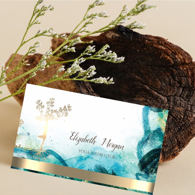 Carte De Visite Arbre d'or femmes Silhouette Abstrait (Créateur téléchargé)