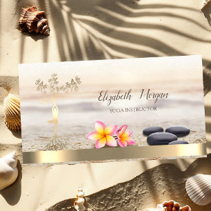 Carte De Visite Arbre d'or femmes Silhouette, Pierres Zen, Fleurs