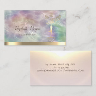 Carte De Visite Arbre doré Femmes Silhouette Holographique Perle