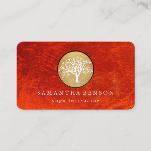Carte De Visite Arbre élégant aquarelle or Yoga et Méditation