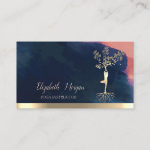 Carte De Visite Arbre femmes Silhouette, Aquarelle Brush Strot
