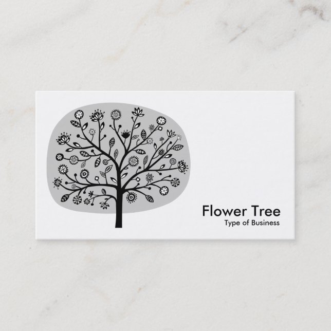 Carte De Visite Arbre Fleur - Gris Clair (Devant)