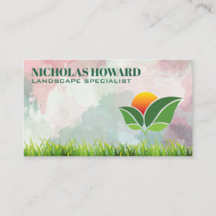 Carte De Visite Arbre Logo   Herbe   Paysage