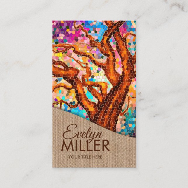 Carte De Visite Arbre mosaïque abstrait coloré (Devant)