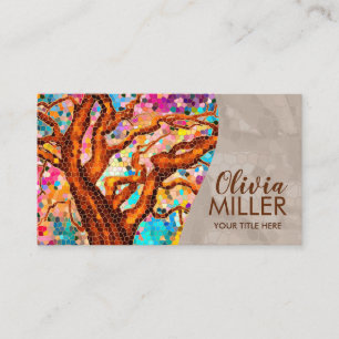 Carte De Visite Arbre mosaïque abstrait coloré
