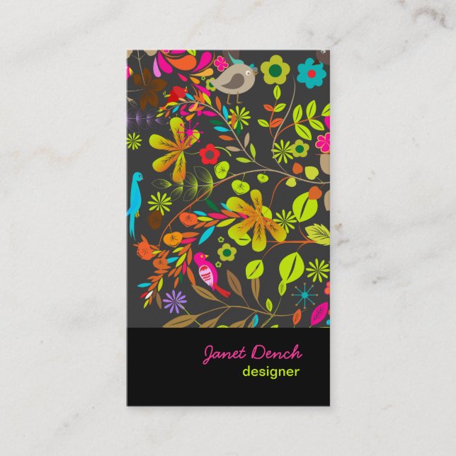 Carte De Visite Arbre rétro PixDezines, couleurs néon/arrière - pl (Devant)