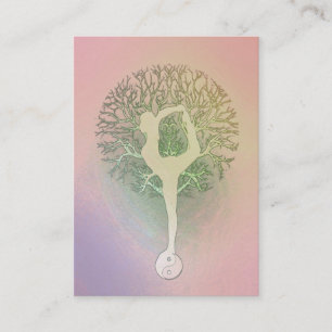 Carte De Visite Arbre rose de yoga d'arc-en-ciel