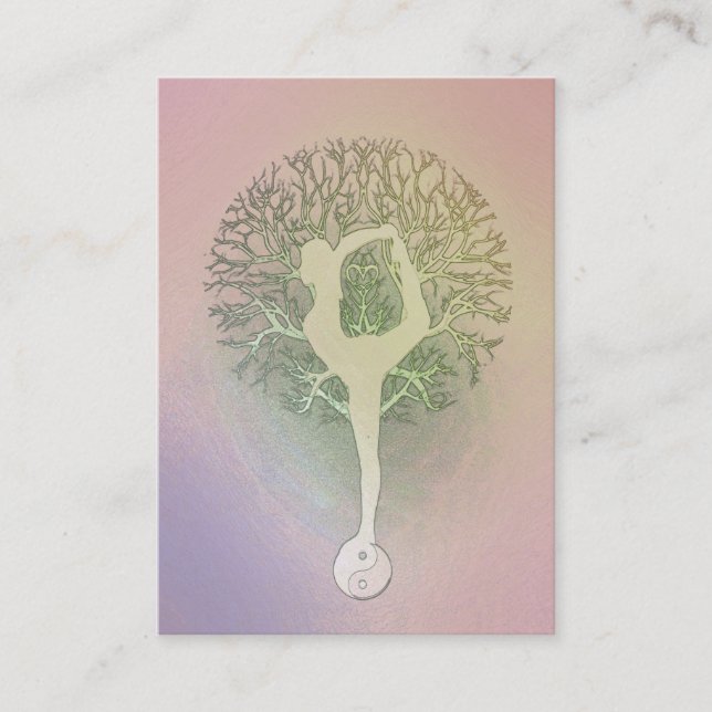 Carte De Visite Arbre rose de yoga d'arc-en-ciel (Devant)