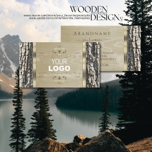 Carte De Visite Arbre rustique Bark Bois Grain Or Ornat et logo