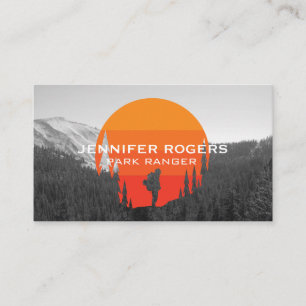 Carte De Visite Arbre Soleil Logo Plein air Camping