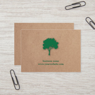 Carte De Visite Arbre vert minimaliste Kraft (imprimé) Paysage