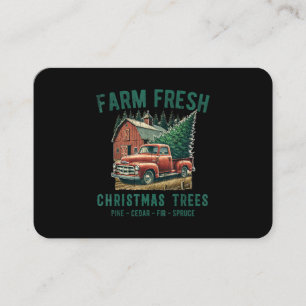 Carte De Visite Arbres de Noël frais de la ferme sur un camion rou