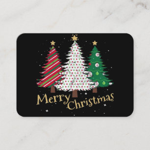 Carte De Visite Arbres de Noël gais avec famille de cadeau à carre