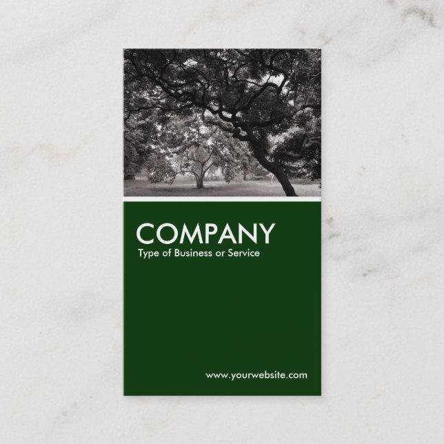 Carte De Visite Arbres Magnolia - BW Chaud - Vert foncé (Devant)