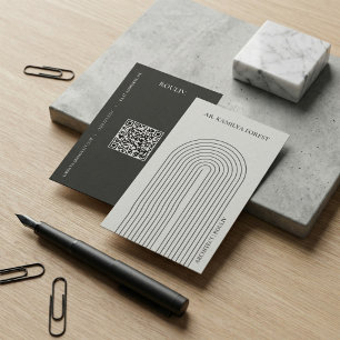 Carte De Visite Arc architectural minimaliste avec code QR