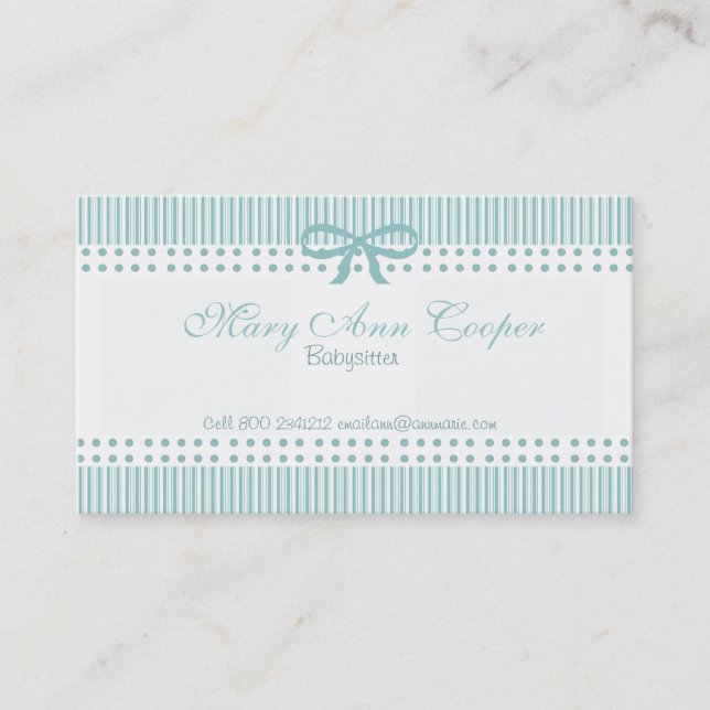 Carte De Visite Arc bleu sensible de babysitter mignonne de points (Devant)