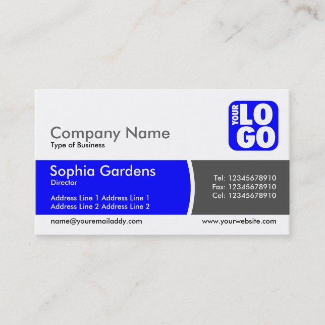 Carte De Visite Arc Divisé - Bleu - Logo (Devant)
