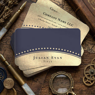Carte De Visite Arc élégant vintage pailleté or luxe bleu marine