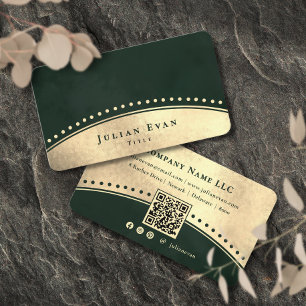 Carte De Visite Arc ÉléGant Vintage Pailleté Or Vert Émeraude