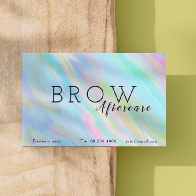 Carte De Visite Arc en arc-en-ciel Holographique Lancer après les  (Rainbow Holographic Brow After Care Instructions Business Card)
