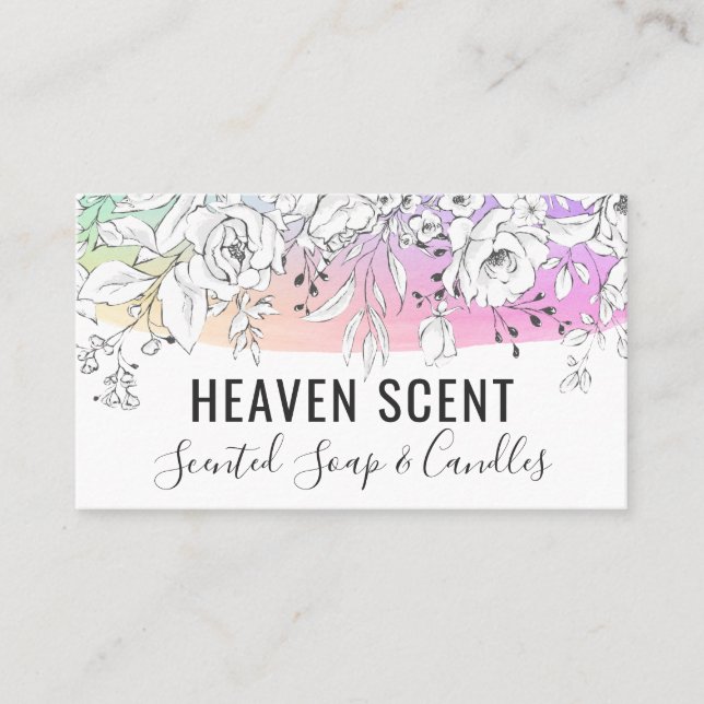 Carte De Visite Arc En Ciel Avec Du Savon Et Des Bougies Parfumés  (Devant)