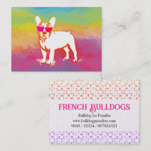 Carte de visite arc-en-ciel Bouledogue français Su