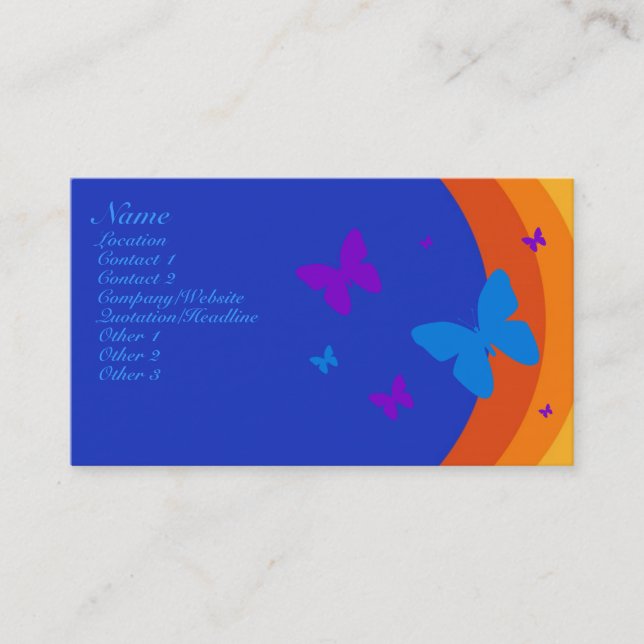 Carte De Visite Arc-en-ciel de papillon (Devant)
