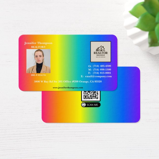 Carte de visite arc-en-ciel holographique branché (Bureau)