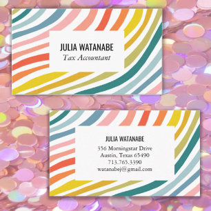 Carte De Visite Arc-en-ciel Minimaliste Stripes Handmade