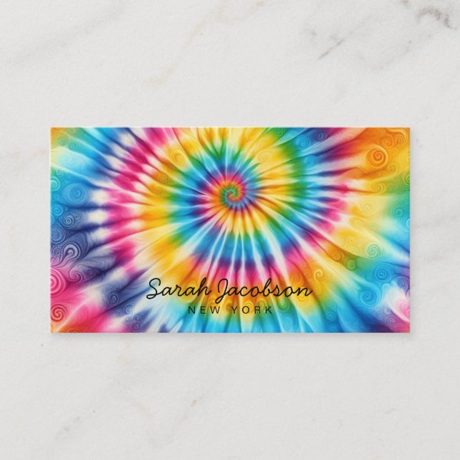 Carte De Visite Arc-en-ciel Psychedélique Rétro Tie-Dye (Devant)