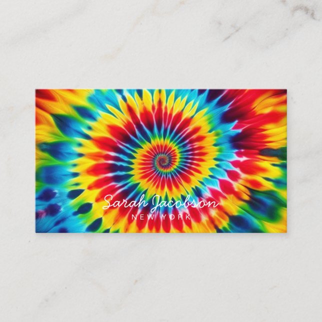 Carte De Visite Arc-en-ciel Psychedélique Rétro Tie-Dye (Devant)