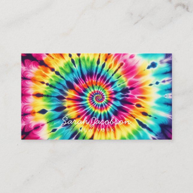 Carte De Visite Arc-en-ciel Psychedélique Rétro Tie-Dye (Devant)