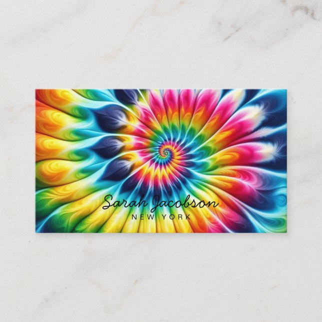 Carte De Visite Arc-en-ciel Psychédélique Rétro Tie-Dye (Devant)