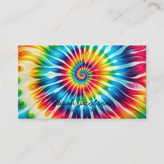 Carte De Visite Arc-en-ciel Psychedélique Rétro Tie-Dye (Devant)