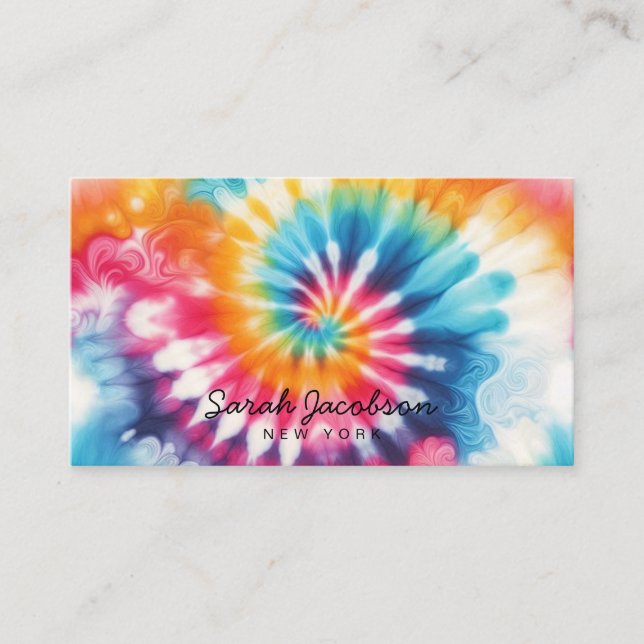 Carte De Visite Arc-en-ciel Psychedélique Rétro Tie-Dye (Devant)